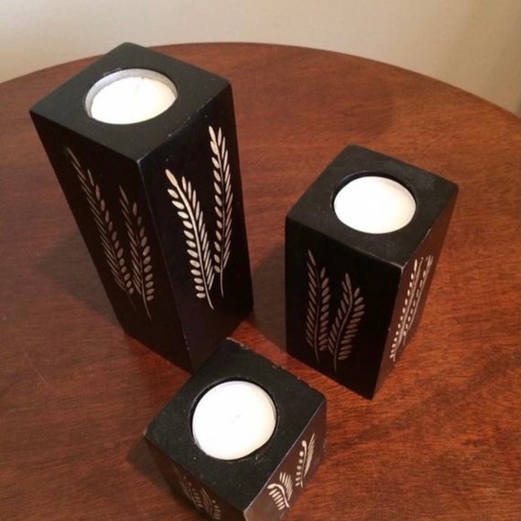 Mid Century Modern Wooden Votive Holders - Picture 3 of 4